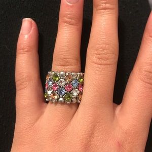 Elastic/adjusted Multi-stone ring, size 5-6